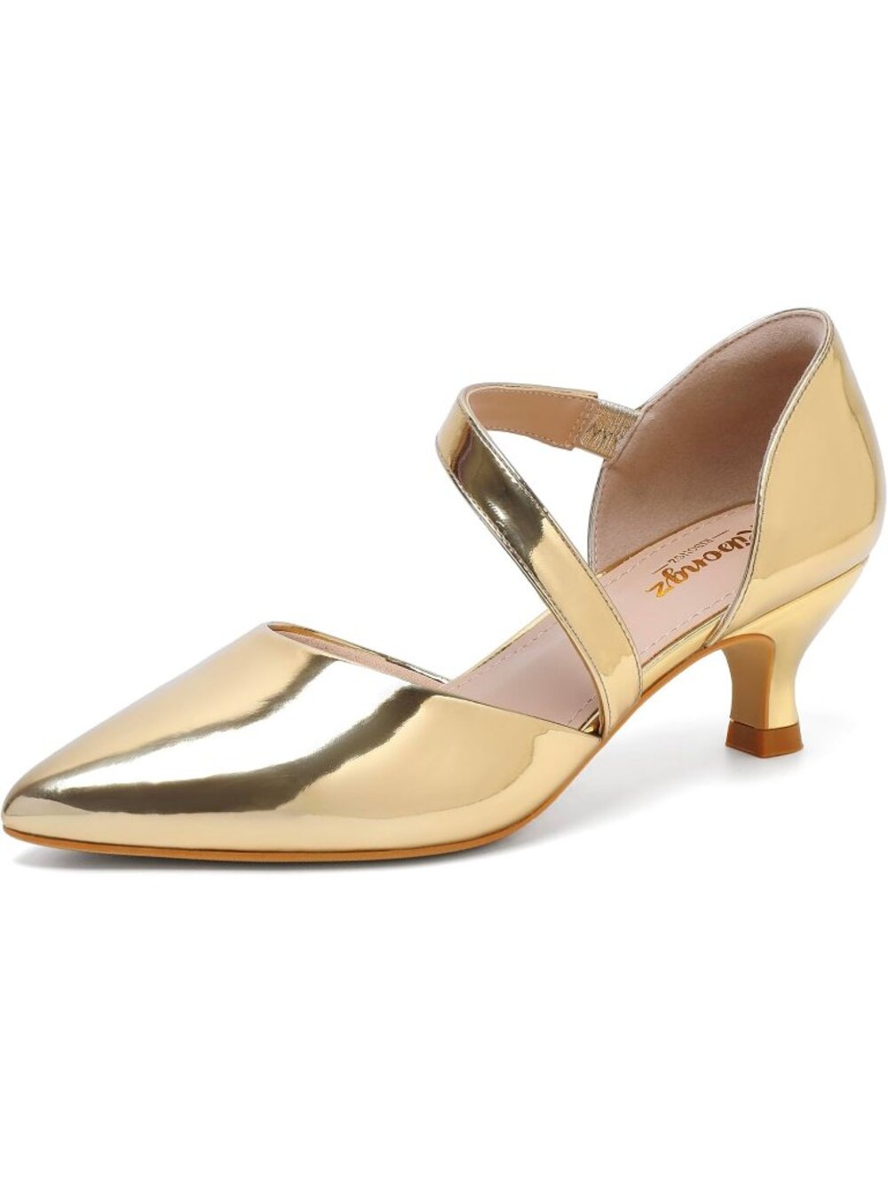〽️Women's Gold Slip on Kitten Heels Pointed Toe Bridal Party Dressy Pumps Shoes